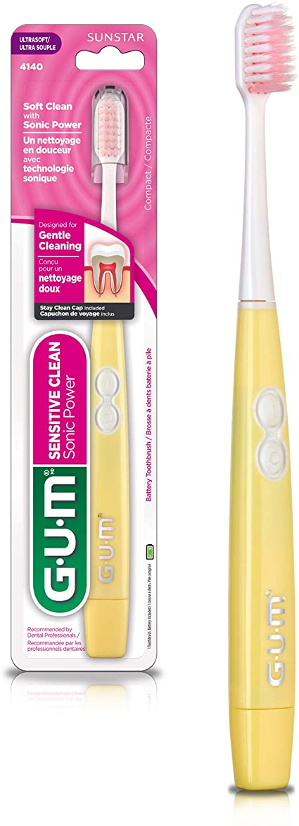 GUM Sensitive Clean Sonic Battery Powered Toothbrush - 1 unit, battery included