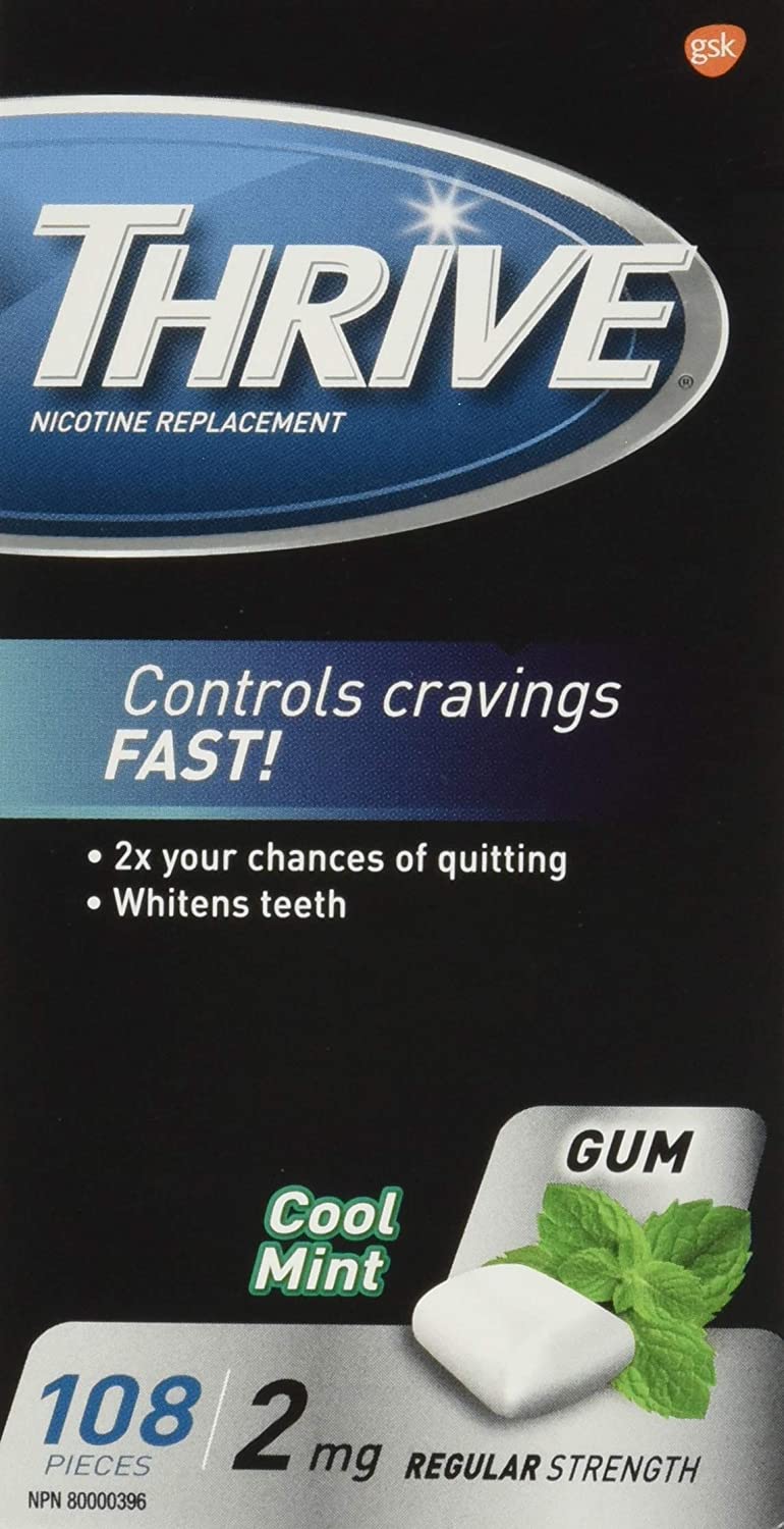 Thrive Nicotine Replacement, Regular Strength,2mg, Cool Mint - 108 pieces 