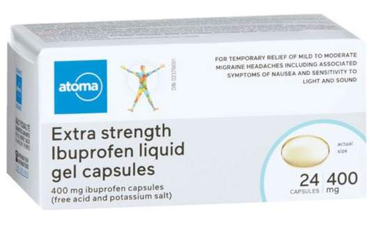 Atoma Extra Strength Ibuprofen Liquid Gel Capsules - 24 capsules x 400mg