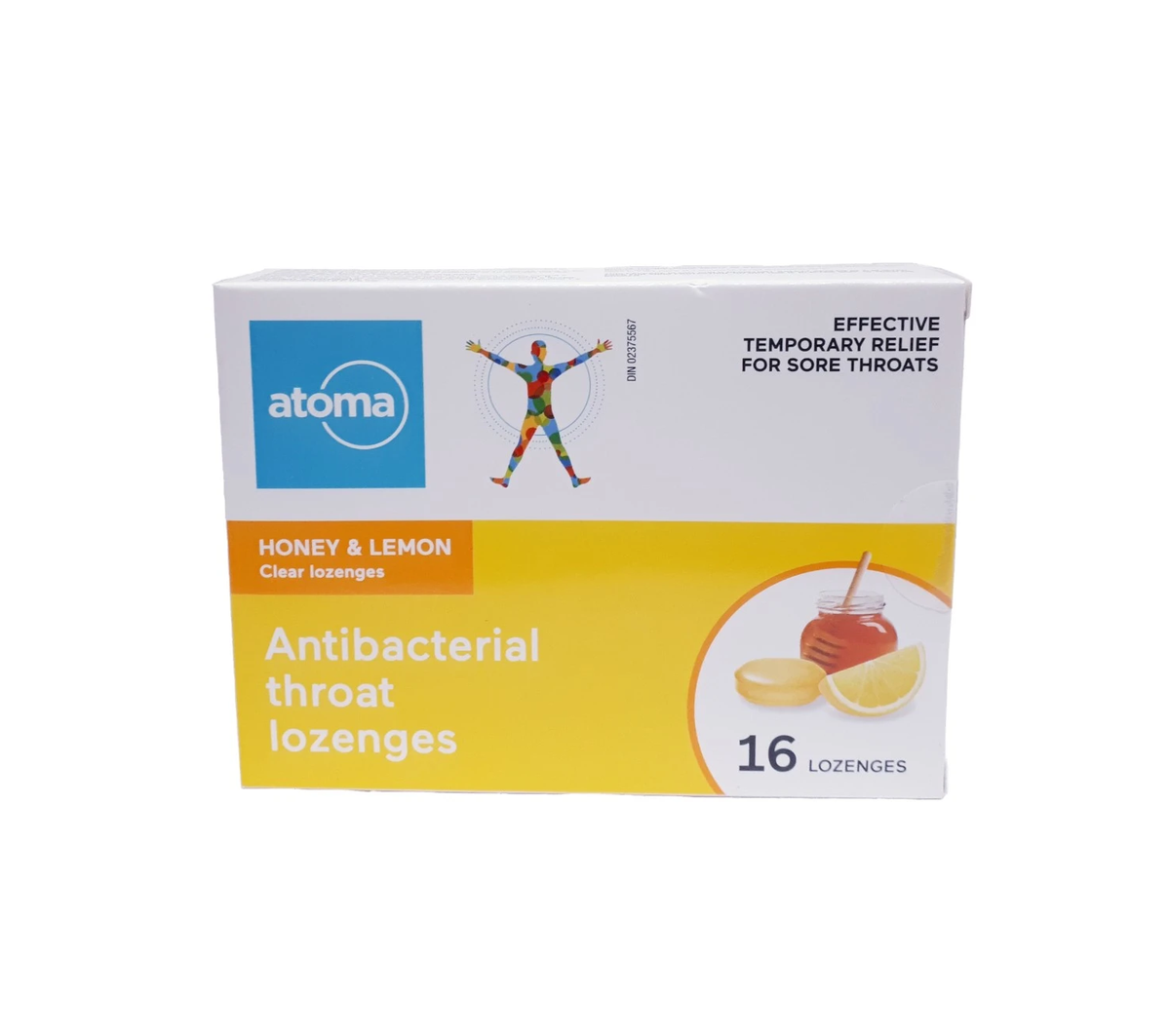 Atoma Honey & Lemon Antibacterial Throat Lozenges - 16 lozenges