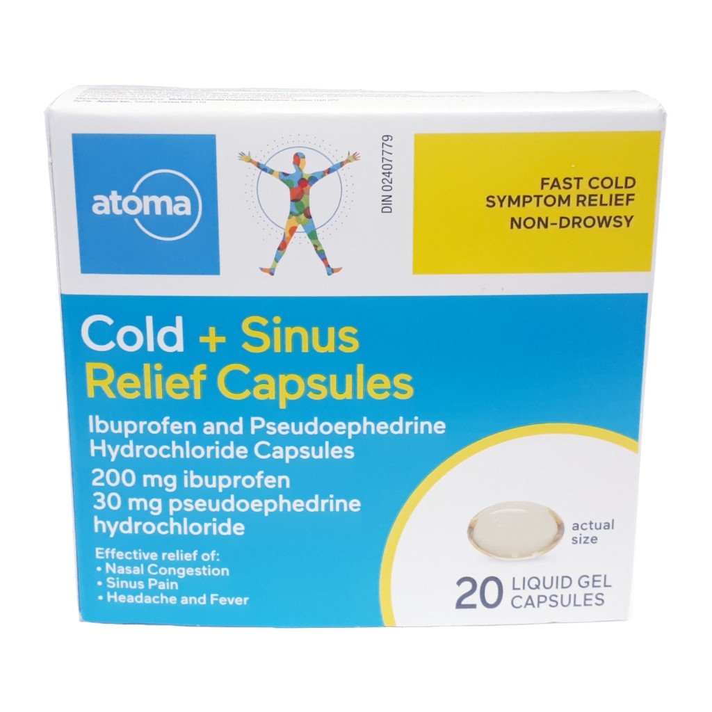 Atoma Cold + Sinus Relief Capsules, Non-Drowsy - 20 liquid gels