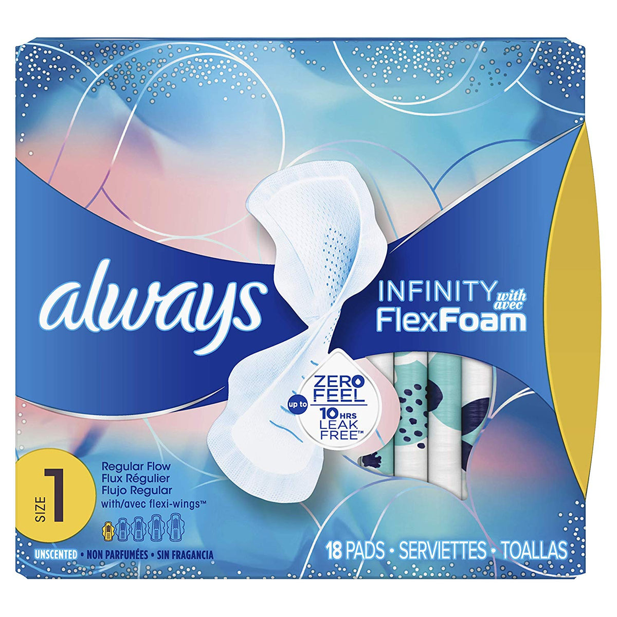 Always Infinity with FlexFoam Size 1 Regular Flow Pads with Wings, Uns ...
