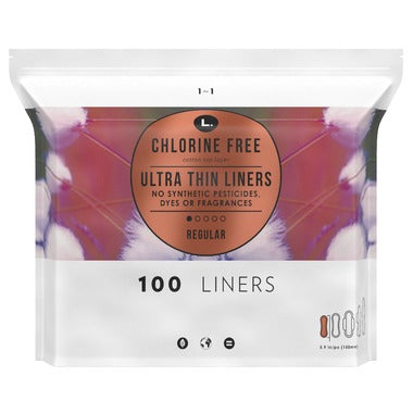 L. Chlorine-Free, Cotton Top Layer, Regular Ultra Thin Liners - 100 liners