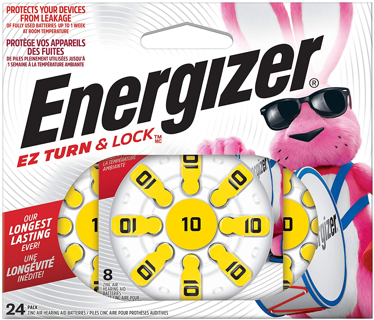 Energizer Ez Turn & Lock Size 10 Hearing Aid Battery - 24 pack, yellow