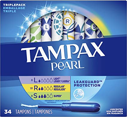 Tampax Pearl Triple Pack- 8 light, 18 regular, 8 super