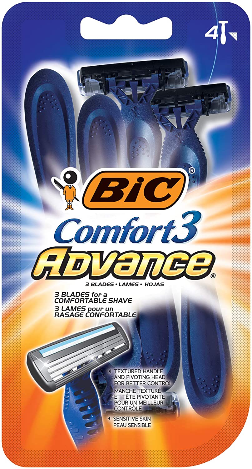 BIC Comfort3 Advance 3 Blades for Sensitive Skin - 4 razors