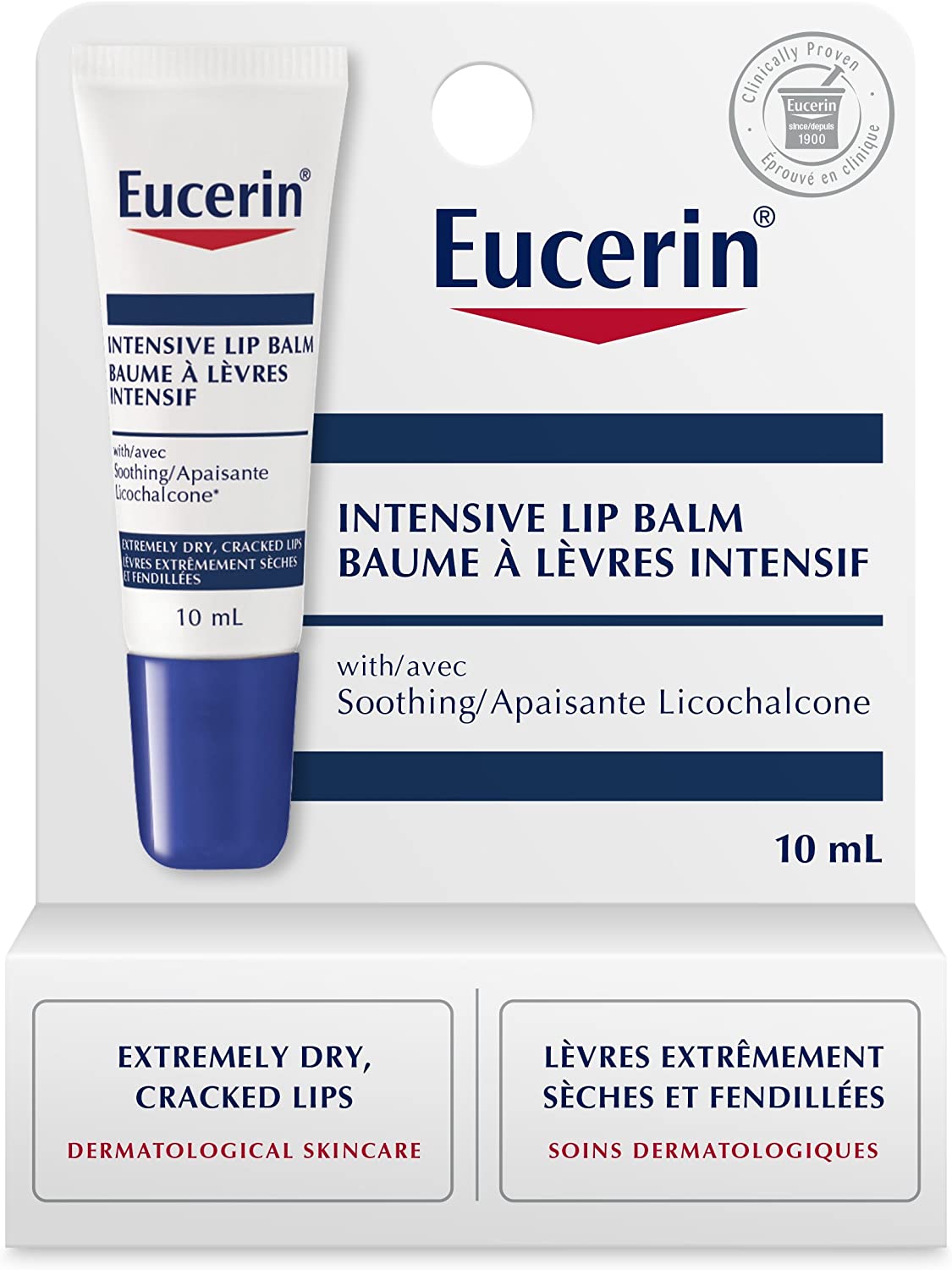 Eucerin Intensive Lip Balm, With Soothing Licochalcone, Extremely Dry, Cracked Lips, Dermatological Skin Care, Clinically Proven - 10mL