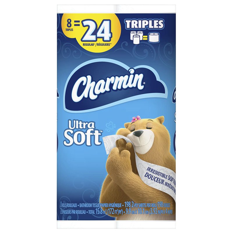 Charmin Ultra Soft Toilet Paper - 8 triple rolls x 198 sheets per roll