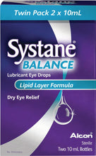 Load image into Gallery viewer, Systane Balance Lubricant Eye Drops Lipid Layer Formula - 2 x 10 ml
