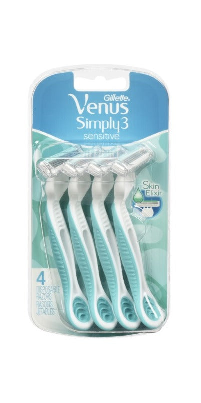 Gillette Venus Simply3 Sensitive Disposable Razors - 4 razors