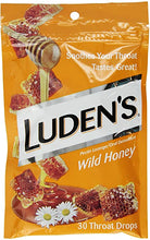 Load image into Gallery viewer, Ludens Throat Drops, Wild Honey Flavour - 30 throat drops
