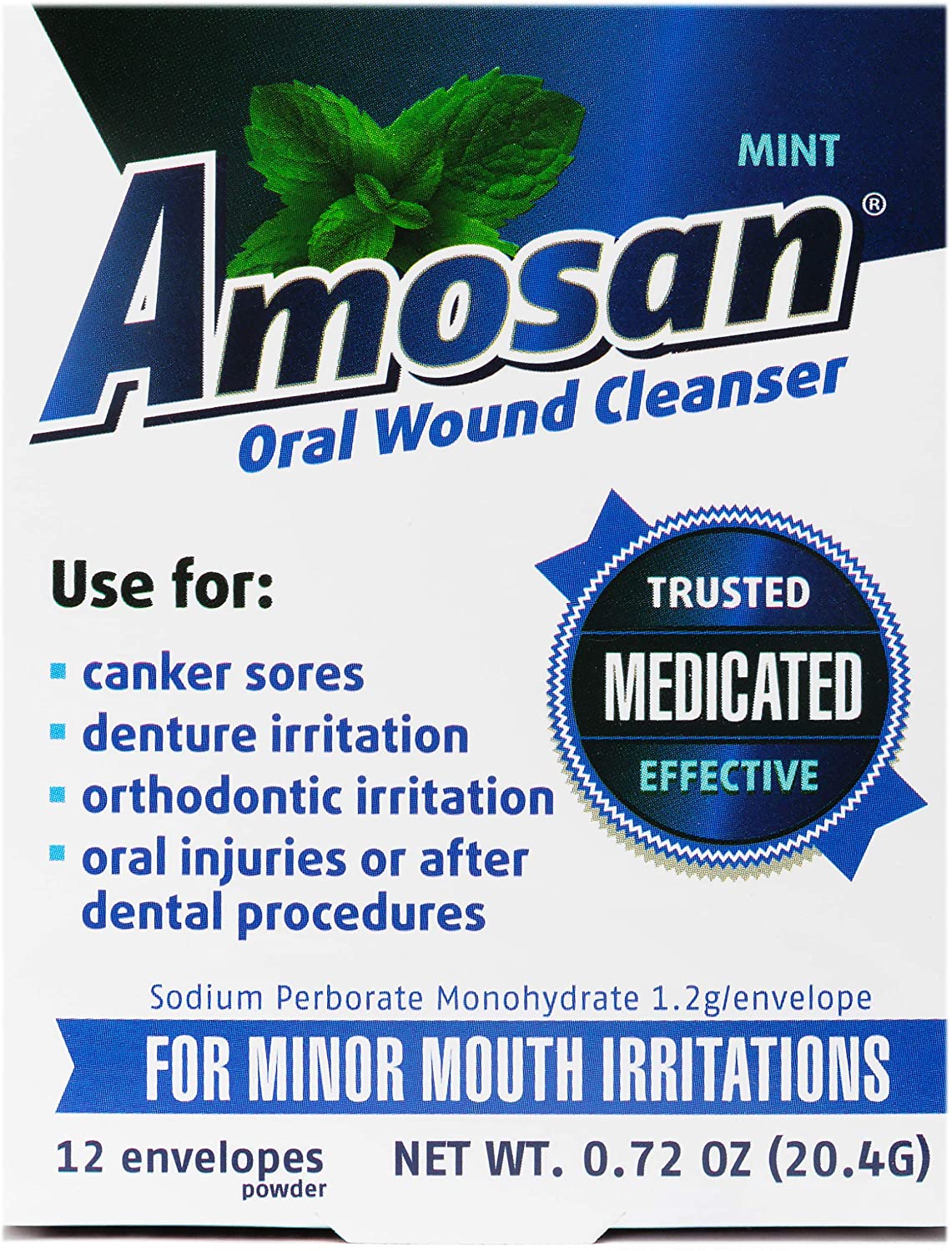 Amosan Oral Wound Cleanser - 12 envelopes