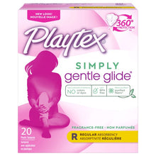 Load image into Gallery viewer, Playtex Simply Gentle Glide, Regular Absorbency Tampons, Unscented - 20 tampons
