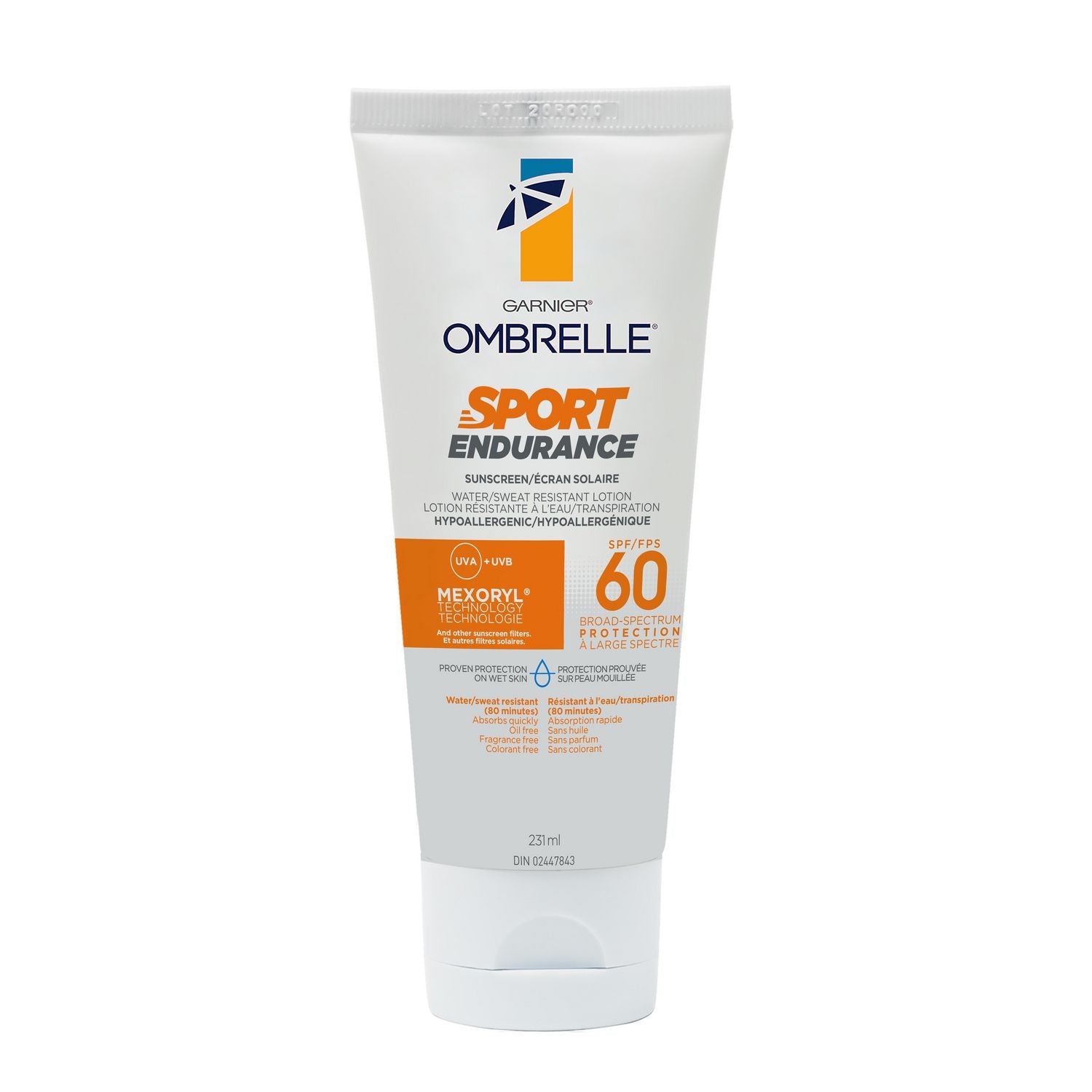 Garnier Ombrelle Sport Sunscreen, Water And Sweat Resistant Lotion, SPF 60 - 231 mL 