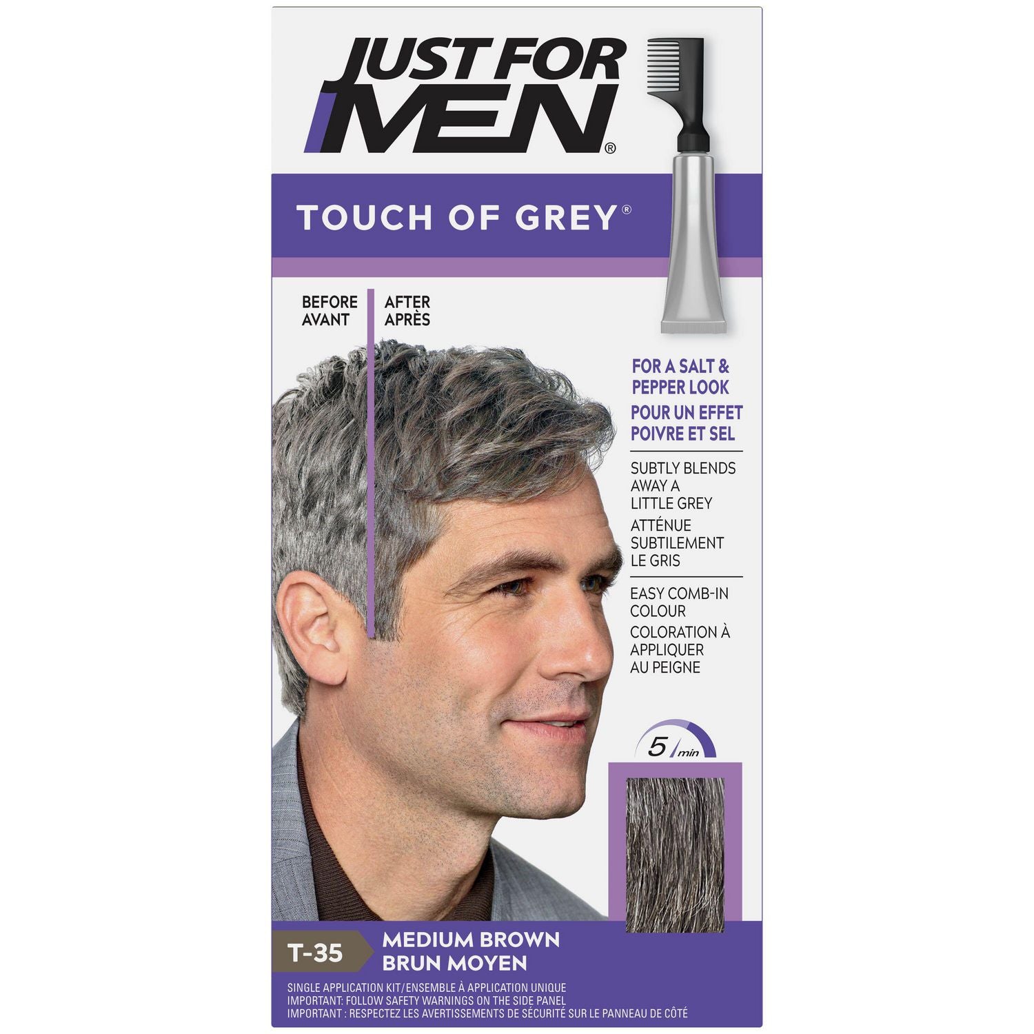Just For Men Touch of Grey, Grey Medium Brown T-35 - single application kit