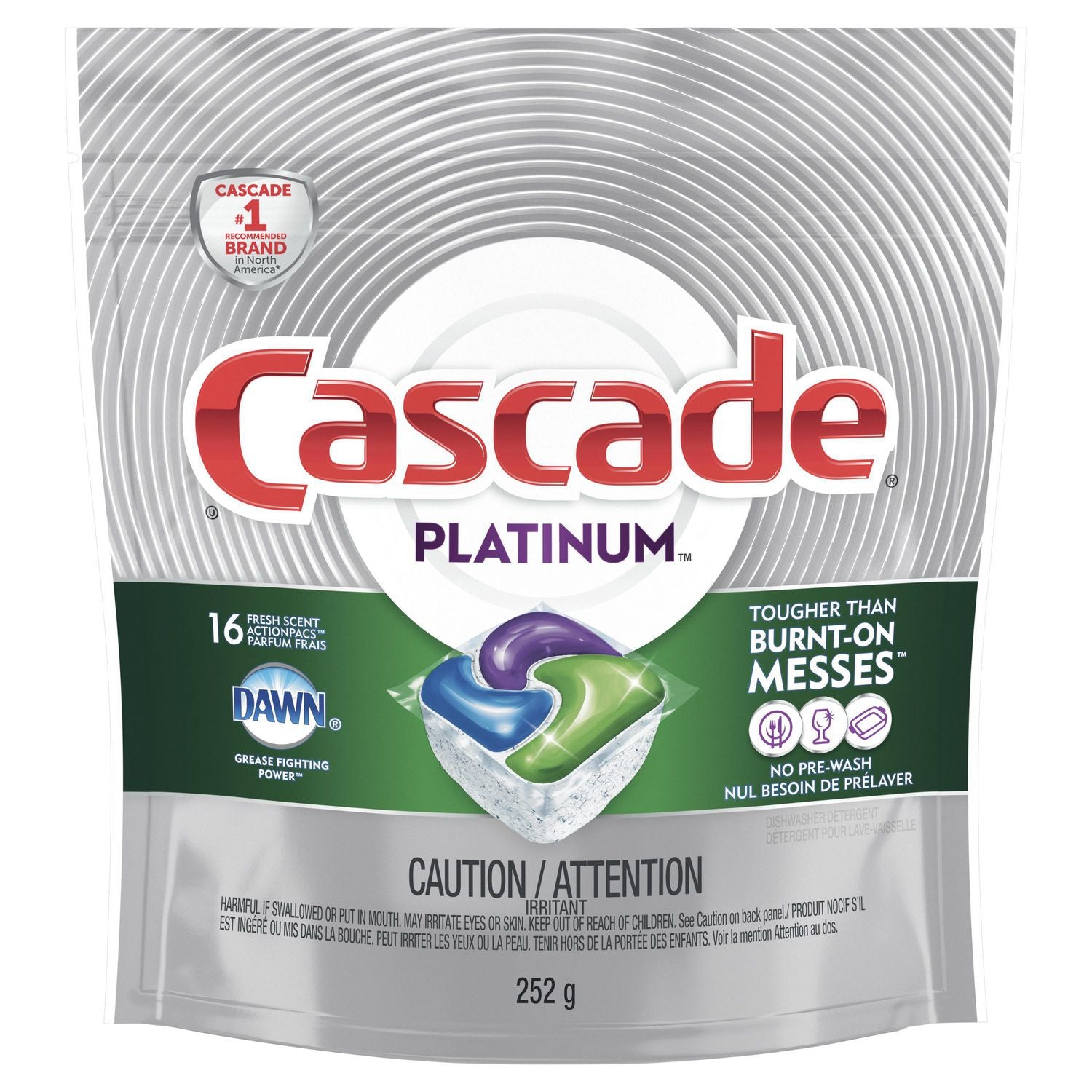 Cascade Platinum ActionPacs Dishwasher Detergent, Fresh Scent - 16 pacs