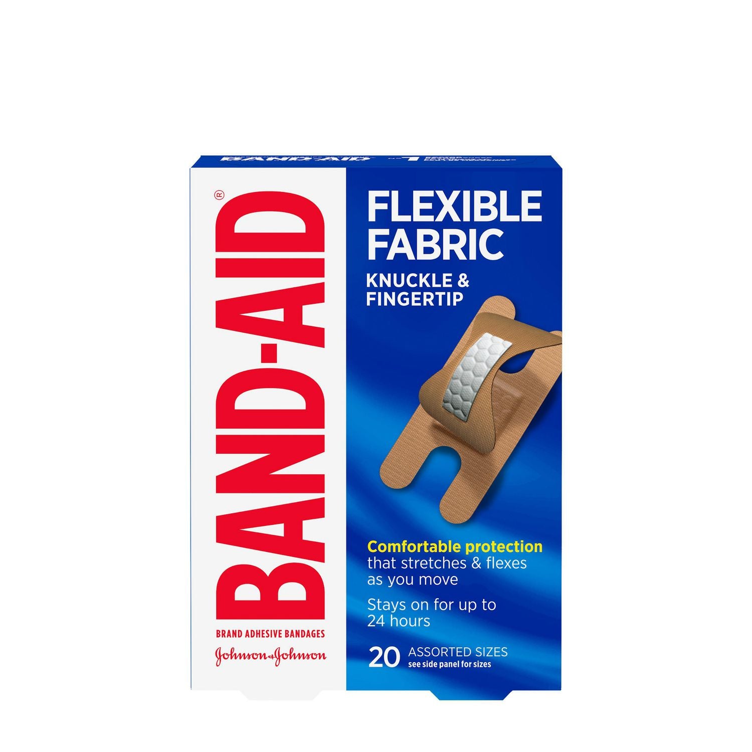 Band-Aid Flexible Fabric Kunckle & Fingertip Adhesive Bandages - 20 assorted sizes