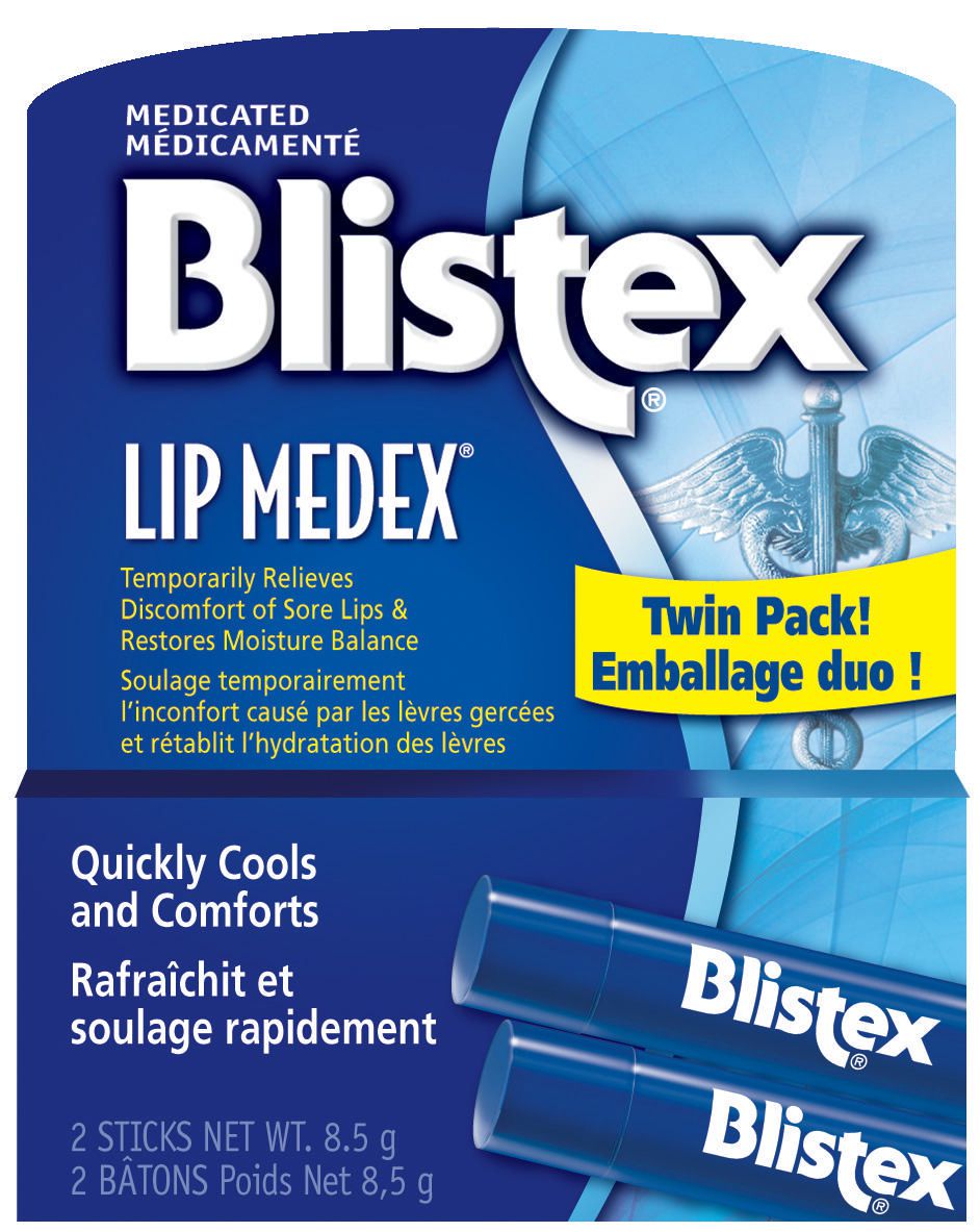 Blistex Lip Medex, Medicated, Quickly Cool and Comforts, Twin Pack, 2 Sticks - 8.5g 