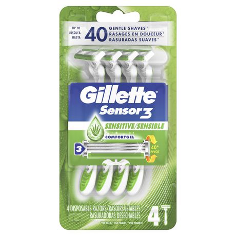 Gillette Sensor3 Sensitive with Comfort Gel Disposable Razors - 4 razors