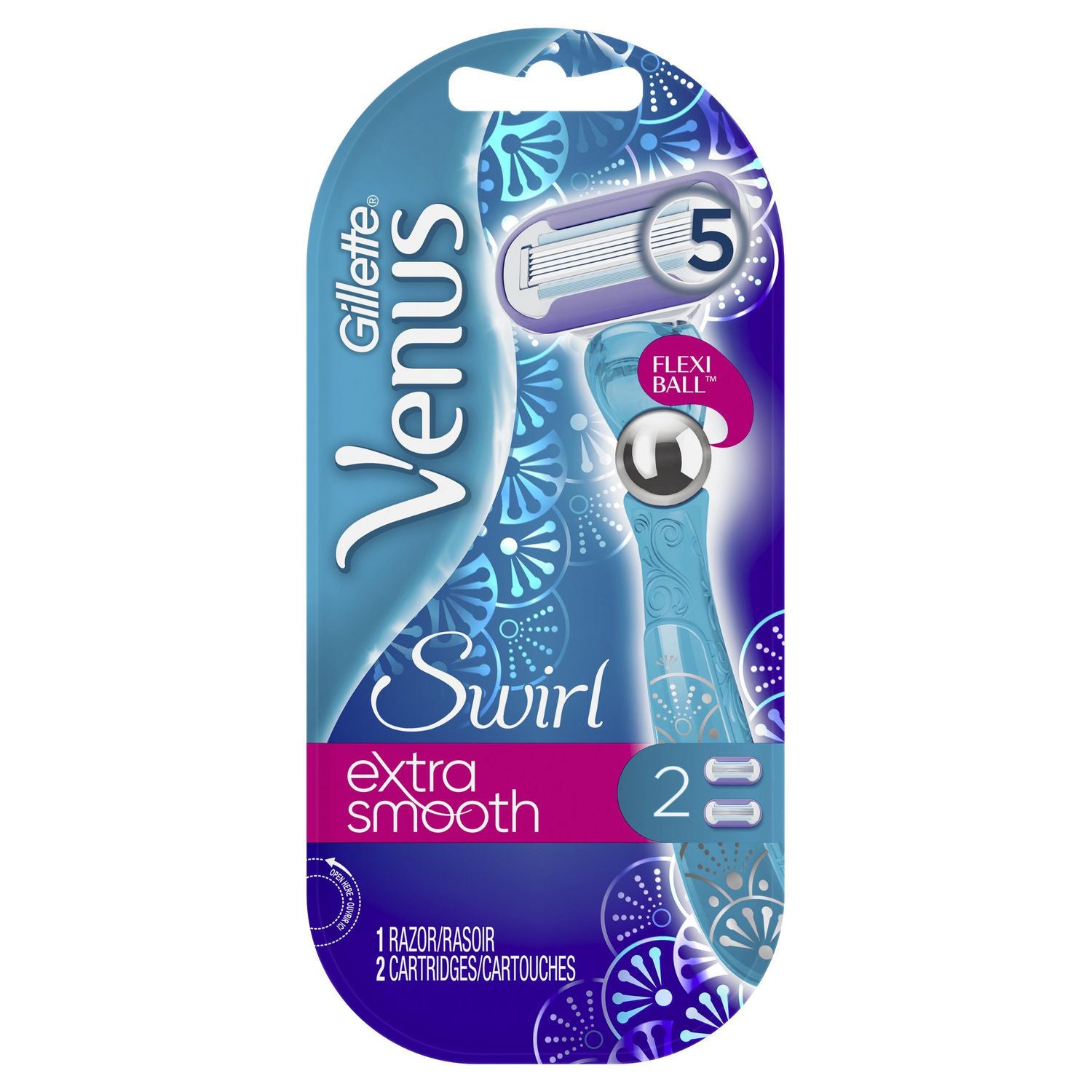 Gillette Venus Swirl with Flexiball, Extra Smooth Women's Razor - 1 razor, 2 cartridges