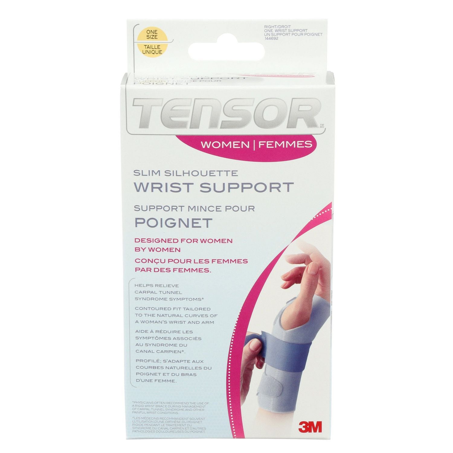 3M Tensor Women Slim Silhouette Wrist Support, One Size, Right - 1 unit