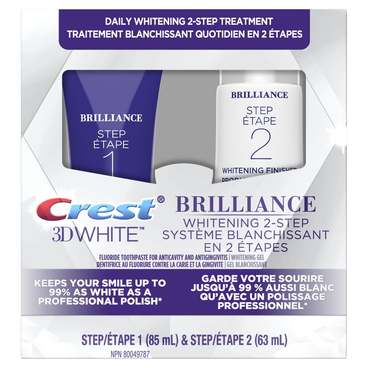 Crest 3D White Brilliance + Whitening Two-step Toothpaste - 1 kit