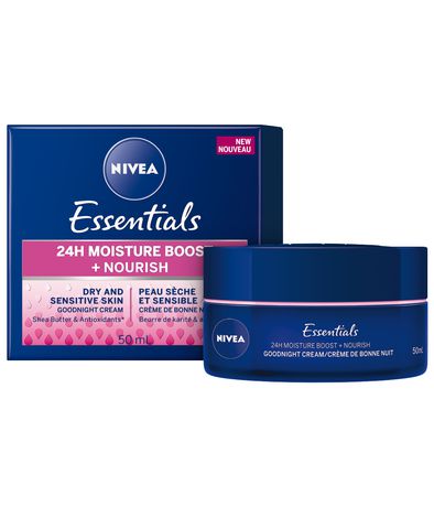 Nivea Essentials 24H Moisture Boost + Nourish Goodnight Cream for Dry & Sensitive Skin - 50 ml
