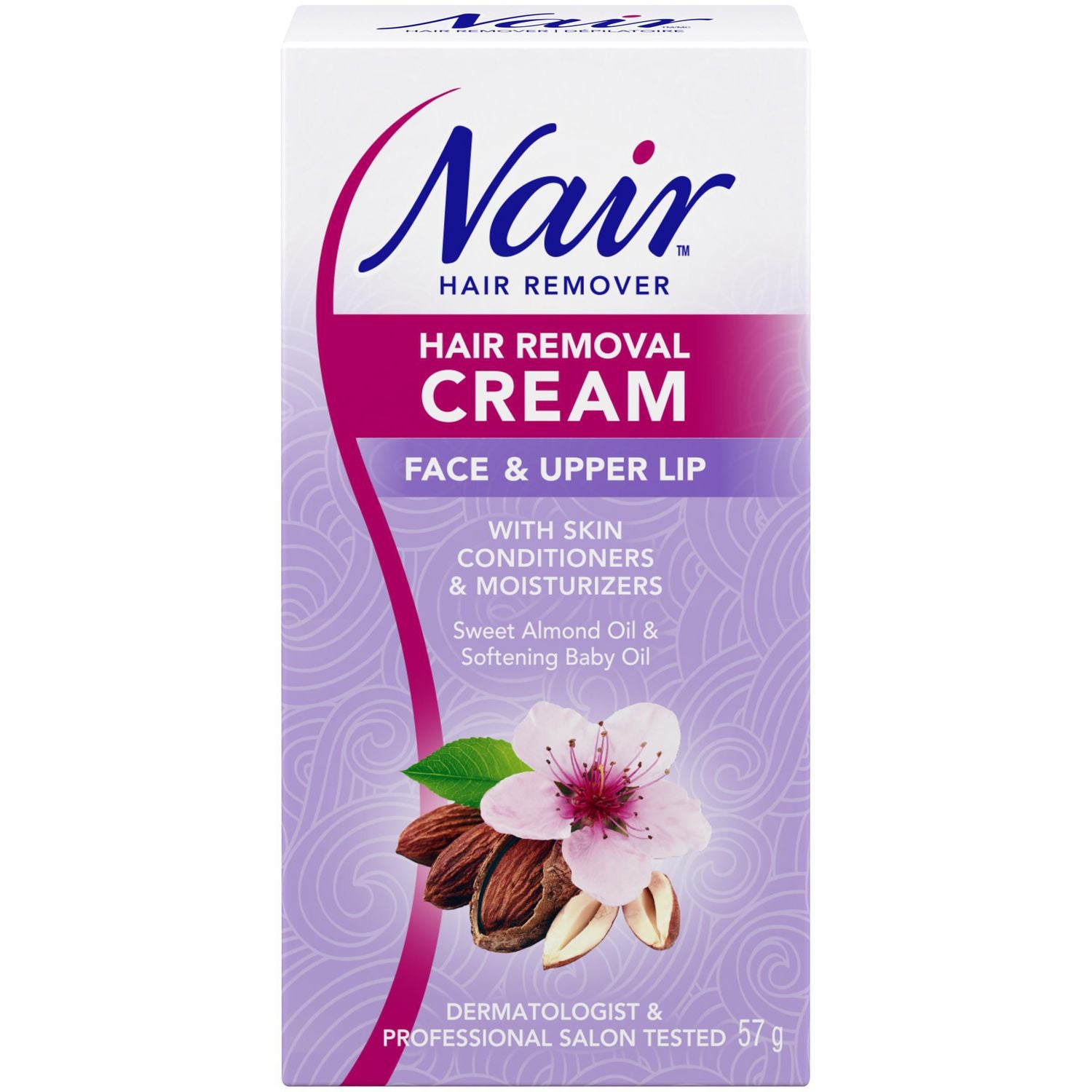 Nair Hair Removal Cream for Face & Upper Lip with Sweet Almond Oil and Baby Oil - 57 g