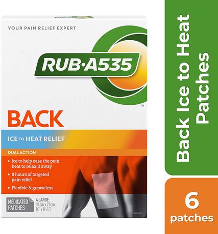 RUB A535 Back Ice to Heat Pain Relief Large Medicated Patches - 4 patches