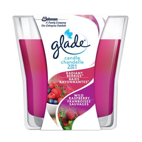 Glade 2-in-1 Scented Candle Air Freshener, Radiant Berries & Wild Raspberry - 96 g