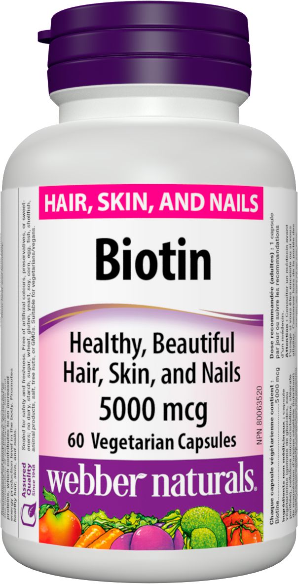 Webber Naturals Biotin 5000 mcg - 60 capsules