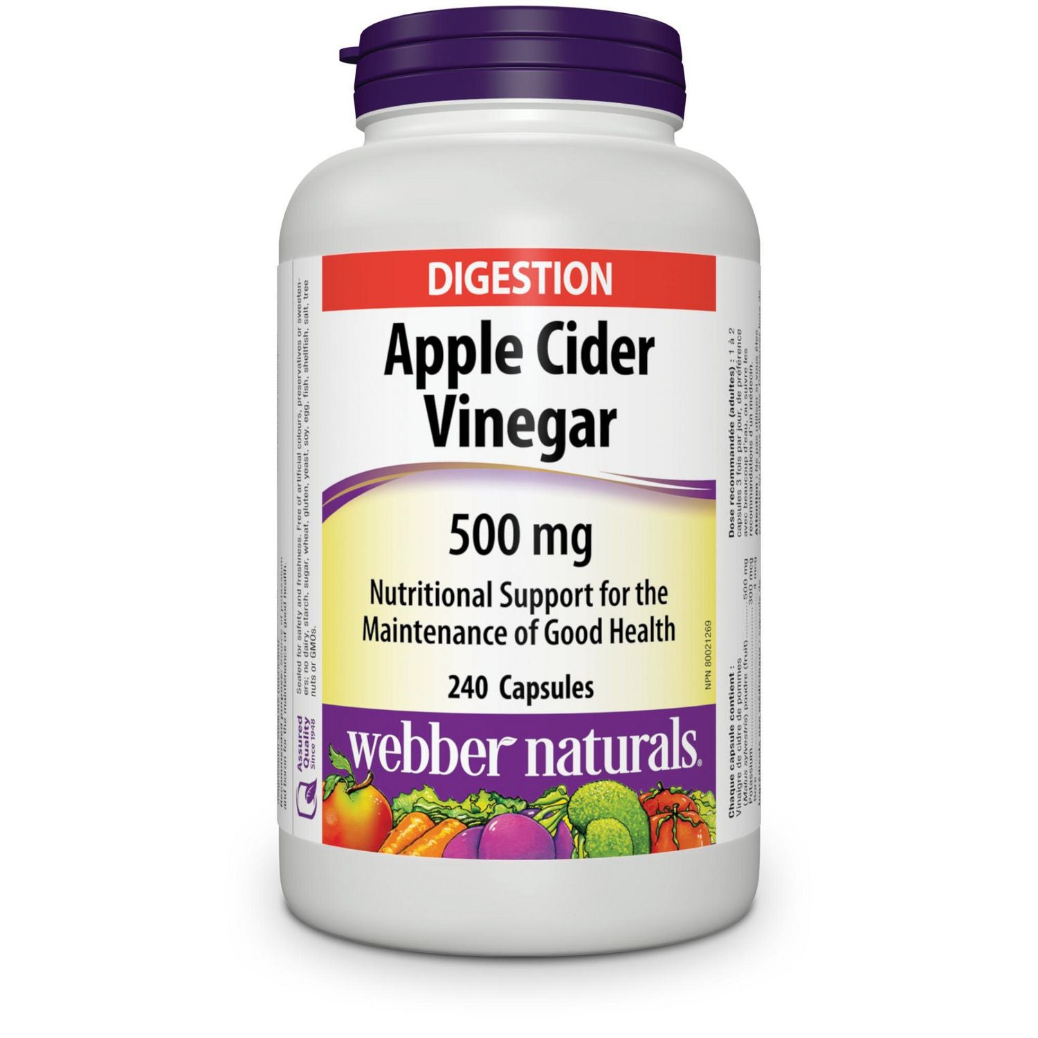 Webber Naturals Apple Cider Vinegar 500 mg - 240 capsules