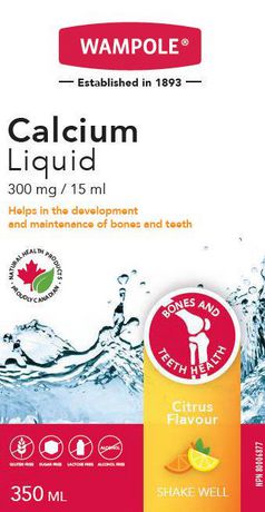 Wampole Calcium Liquid 300 mg / 15 ml, Natural Citrus Flavour - 350 ml