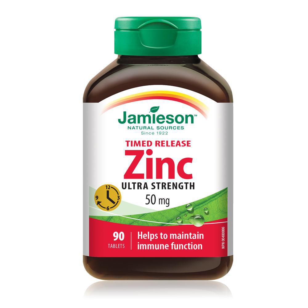 Jamieson Timed Release Zinc, Ultra Strength 50 mg - 90 tablets