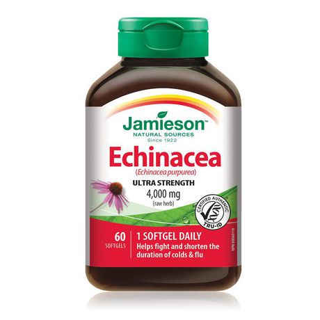 Jamieson Echinacea (Echinacea purpurea) Ultra Strength, 4000 mg - 60 softgels