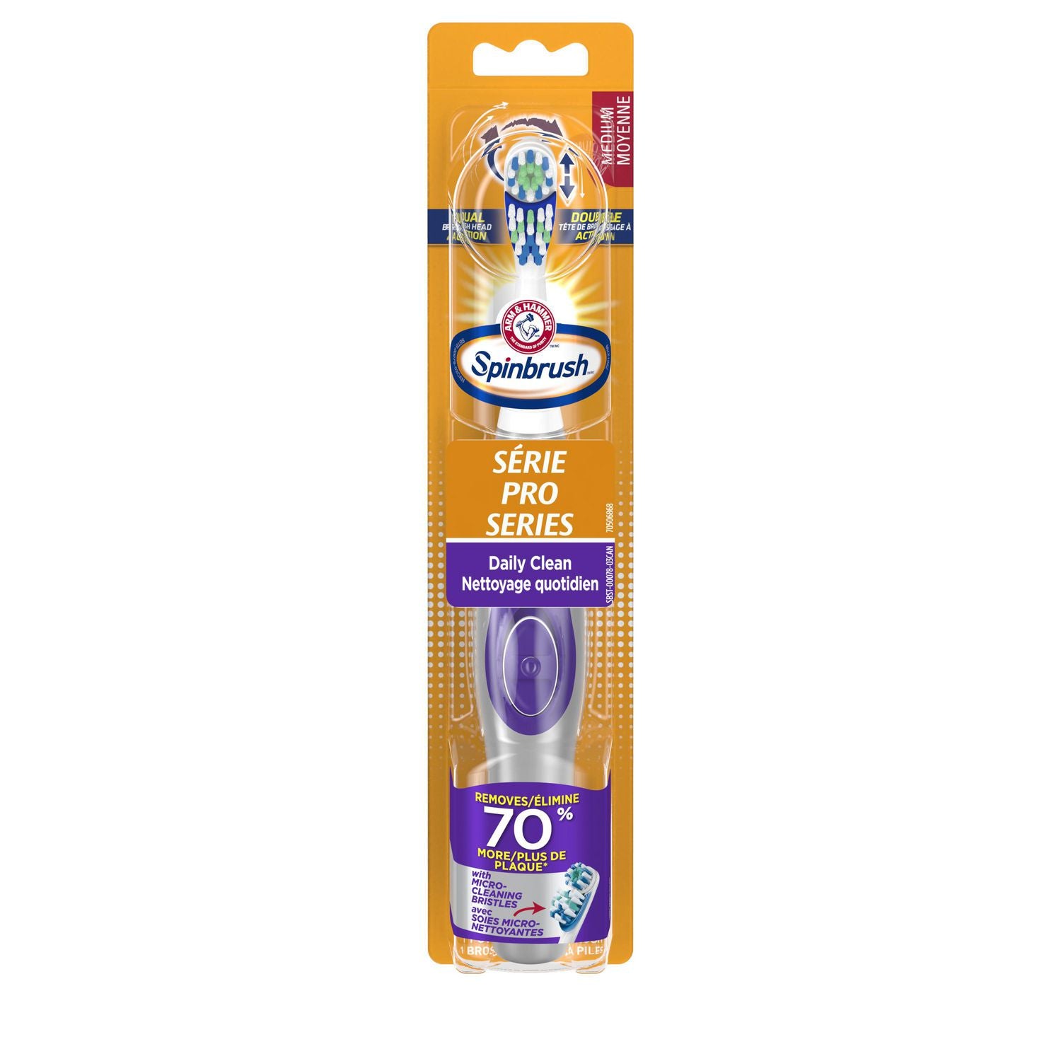 Arm & Hammer Spinbrush Pro Series Soft Daily Clean Toothbrush (battery included), Medium - 1 toothbrush