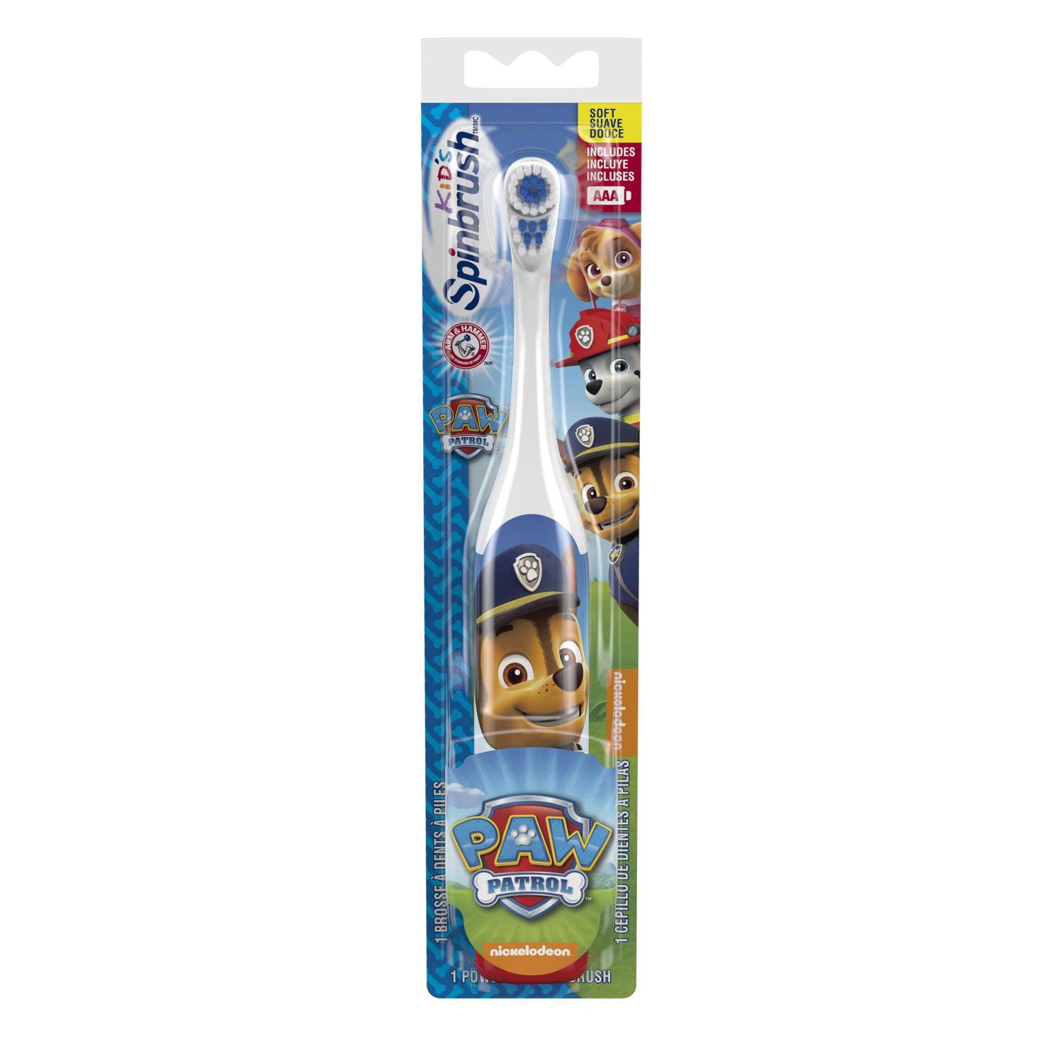 Arm & Hammer Kids Spinbrush Paw Patrol Battery Toothbrush - 1 handle, 1 brush head, 2 AAA batteries