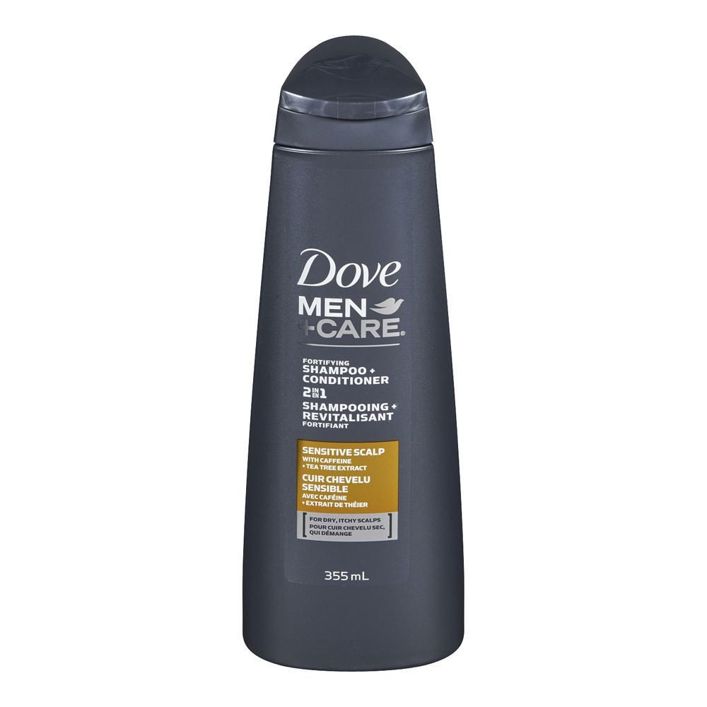 Dove Men+Care 2-in-1 Fortifying Shampoo + Conditioner, Sensitive Scalp with Caffeine + Tea Tree Extract - 355 ml