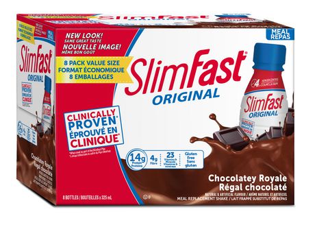 SlimFast Original Meal Replacement Shake, Chocolate - 8 x 325 ml