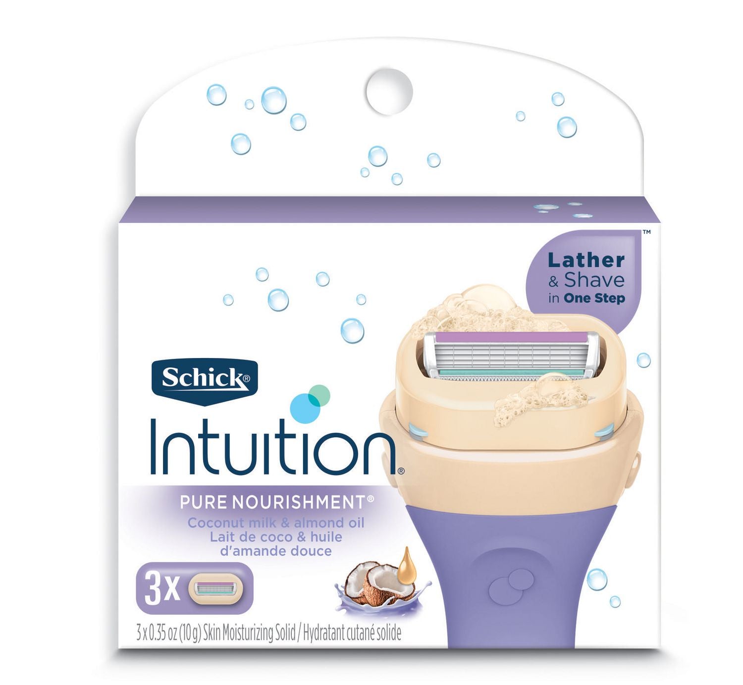 Schick Intuition Pure Nourishment Women’s Razor Refills with Coconut Milk and Almond Oil - 3 razor refills