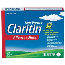 Load image into Gallery viewer, Claritin Non-Drowsy for Allergy + Sinus Tablets - 10 tablets
