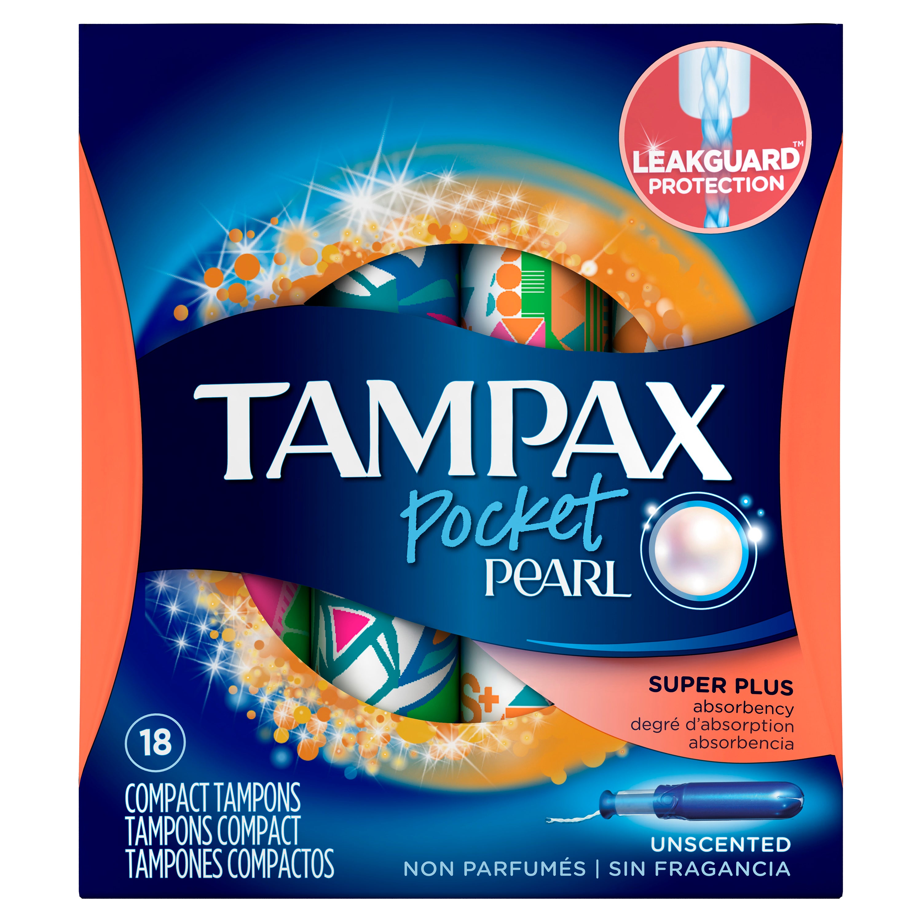 Tampax Pocket Pearl, Super Plus Absorbency, Unscented - 18 tampons