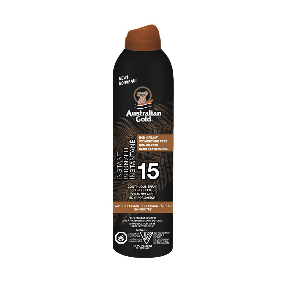 Australian Gold Instant Bronzer Continuous Spray Sunscreen, SPF 15 - 170 g 