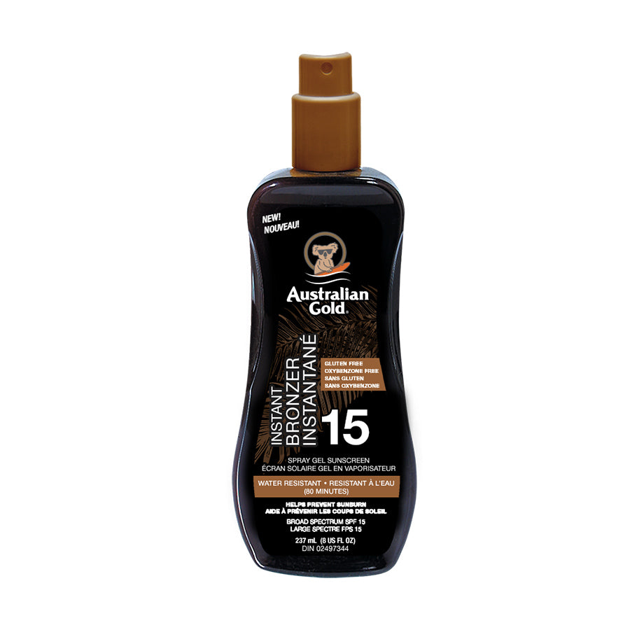 Australian Gold Spray Gel Sunscreen Instant Bronzer SPF 15 - 237 mL 