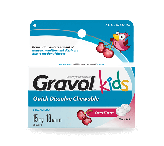 Gravol Kids Chewables, Cherry Flavour - 15 mg x 18 tablets – Johnstone ...