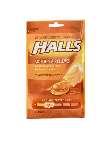 Halls Honey Cough Drops - 30 drops