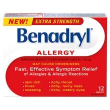 Load image into Gallery viewer, Benadryl Extra Strength Allergy Relief Caplets - 12 caplets
