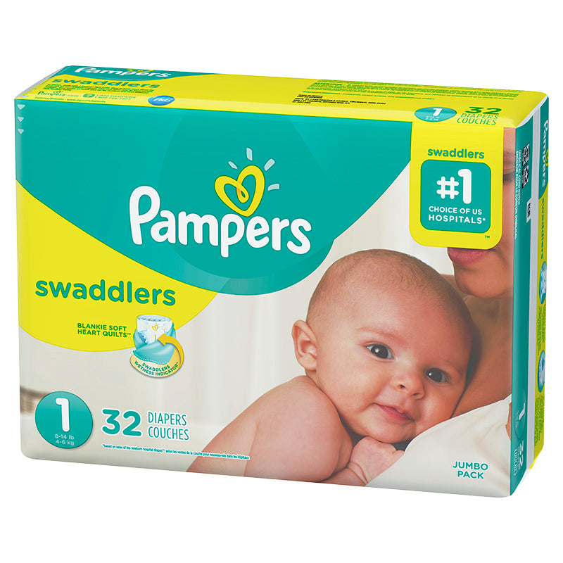 Pampers Swaddlers Jumbo Pack, Size 1 - 32 diapers