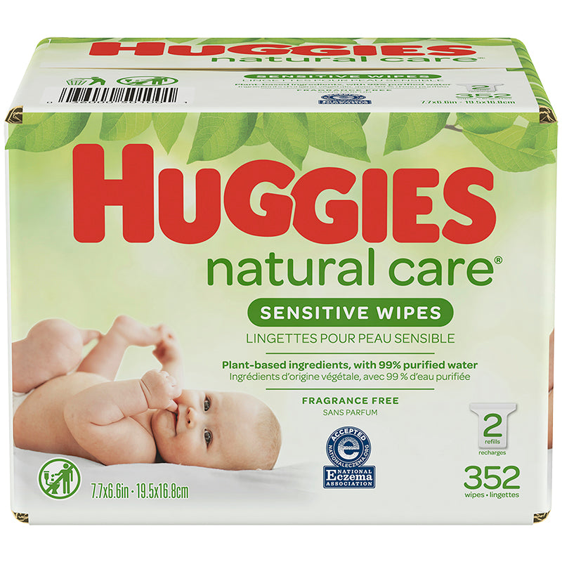 Huggies Natural Care Sensitive Wipes - 2 packs (352 wipes)