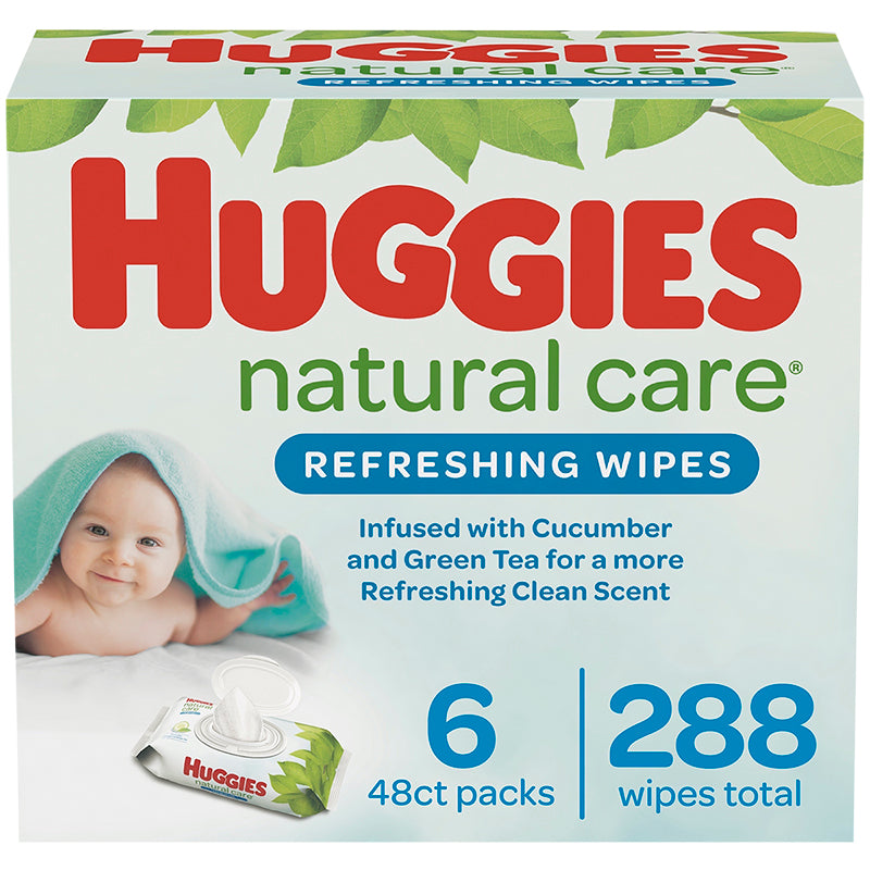 Huggies Natural Care Refreshing Wipes, Infused with Cucumber and Green Tea - 6 packs (288 wipes total)